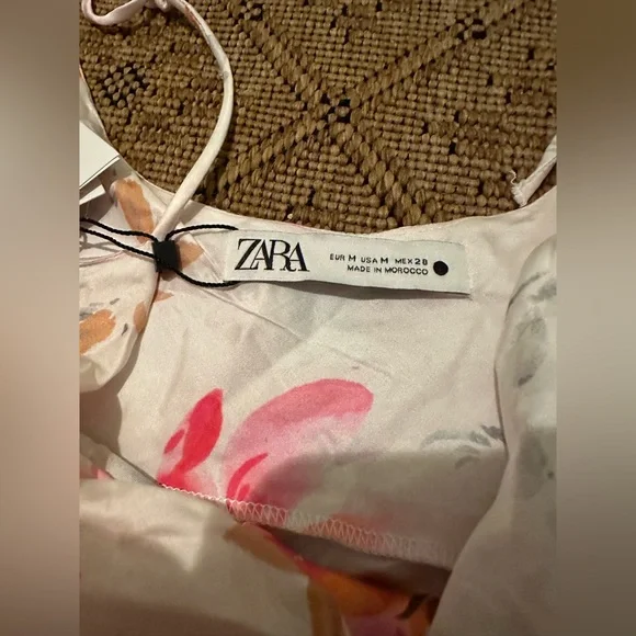 Zara Pink and Orange Floral Mini Dress - Picture 3 of 5